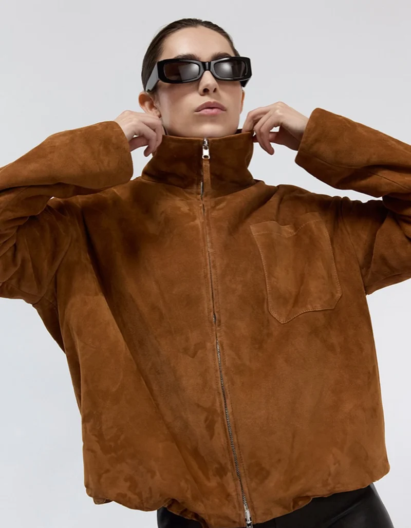 Veloursleder-Bomberjacke Julie