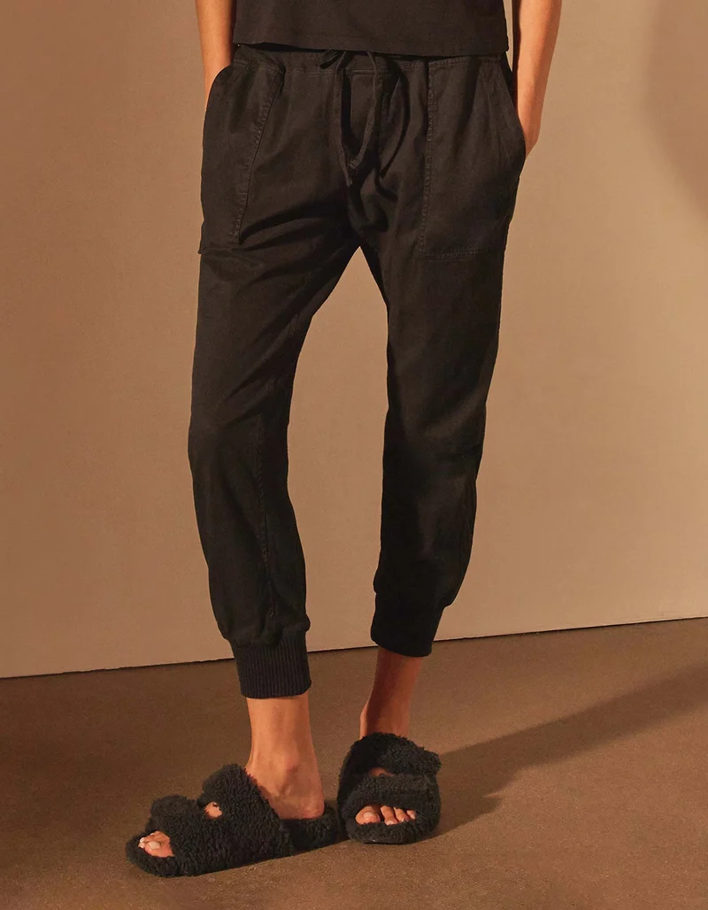 Cropped Hose Mixed Media mit elastischem Bund