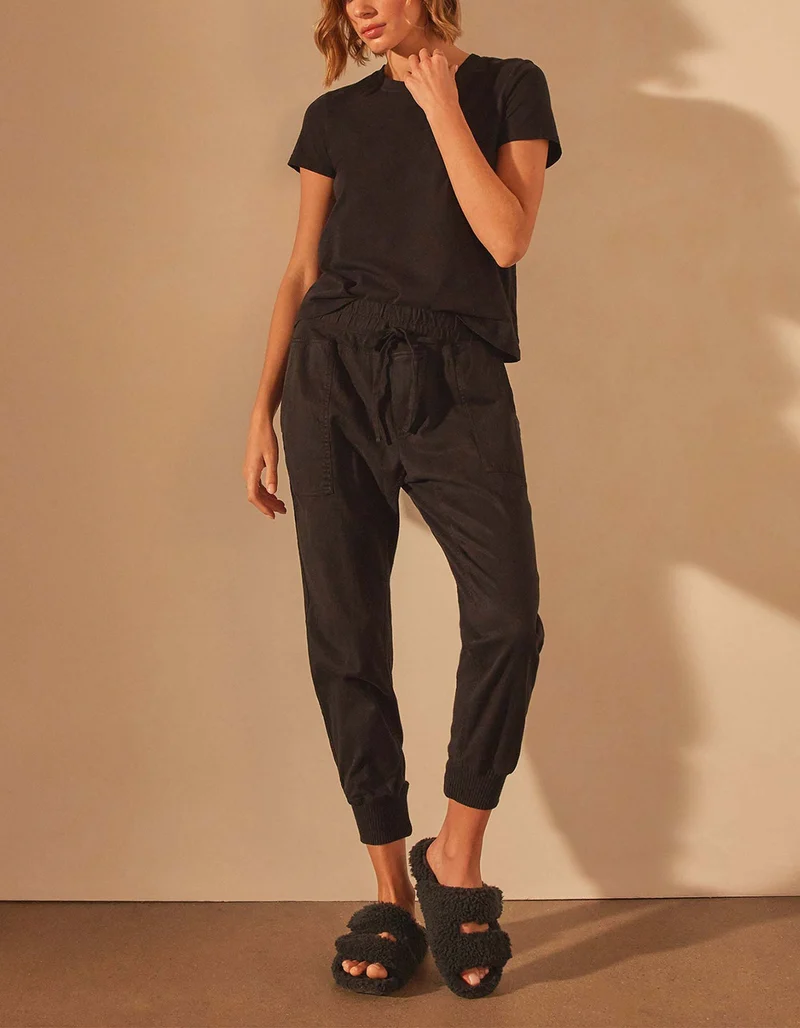 Cropped Hose Mixed Media mit elastischem Bund