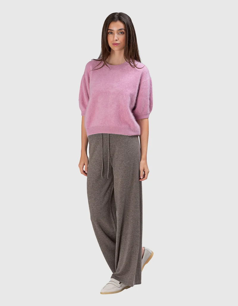Fuzzy Kurzarm-Kaschmir-Pullover Juniper