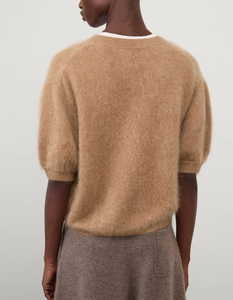 Fuzzy Kurzarm-Kaschmir-Pullover Juniper