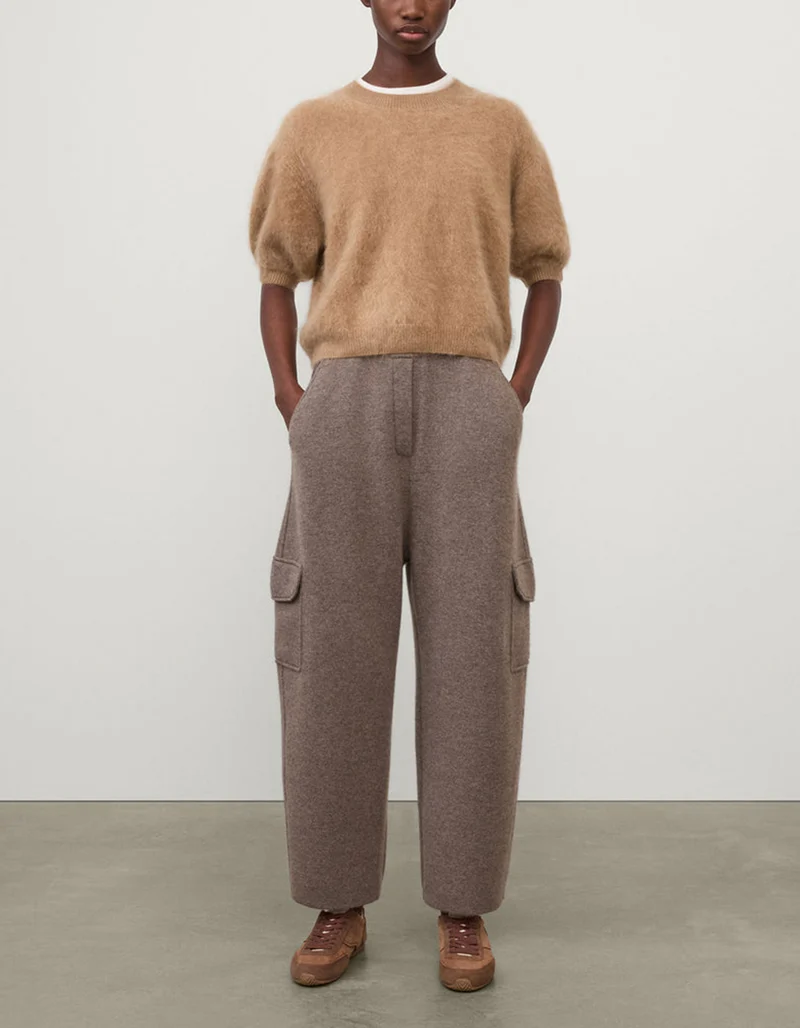 Fuzzy Kurzarm-Kaschmir-Pullover Juniper