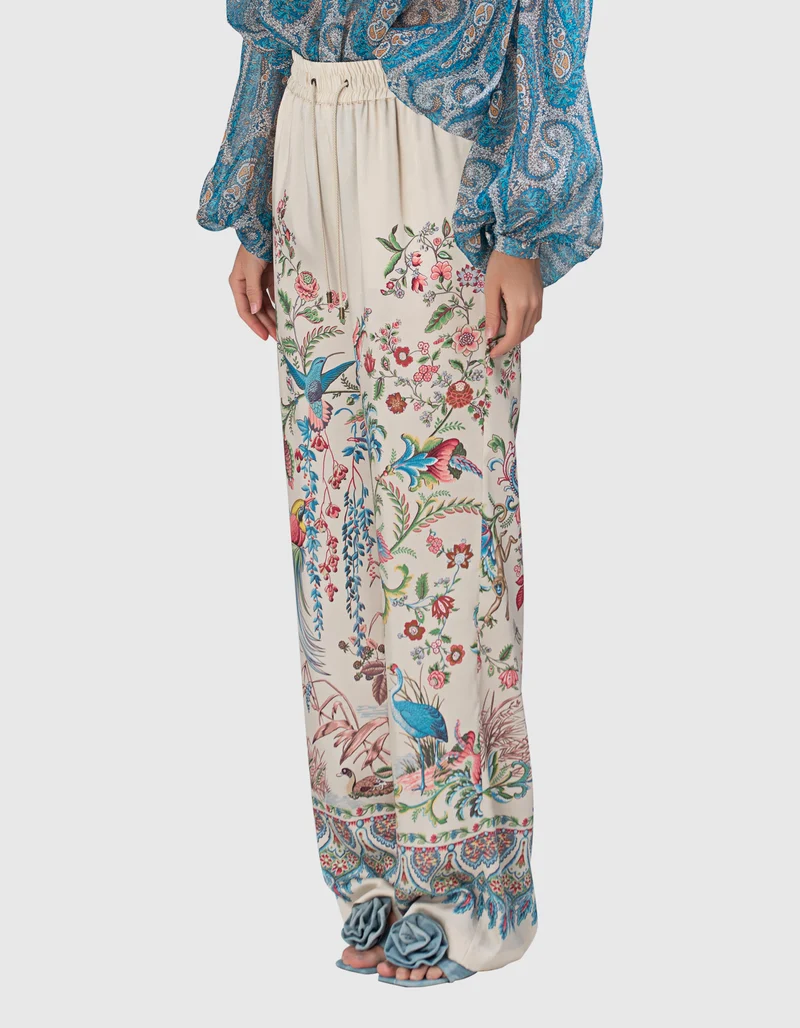 Gemusterte Wide-Leg Hose