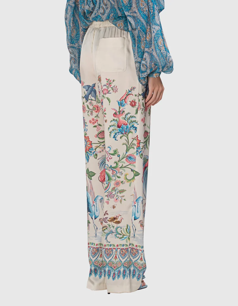 Gemusterte Wide-Leg Hose