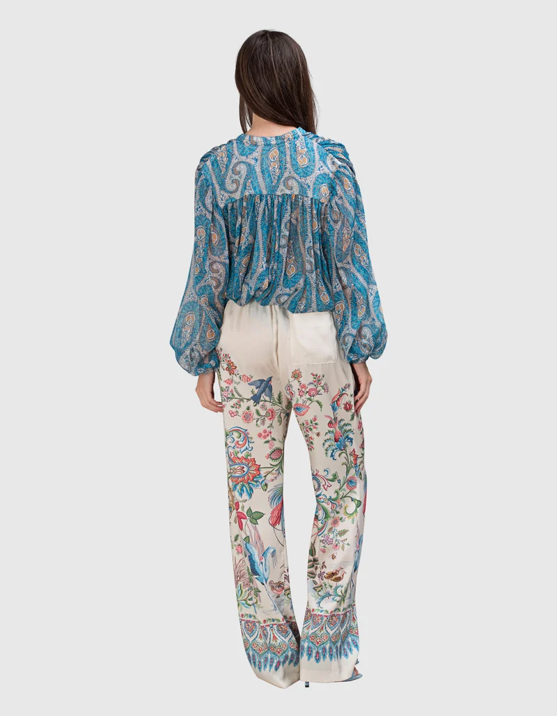 Gemusterte Wide-Leg Hose