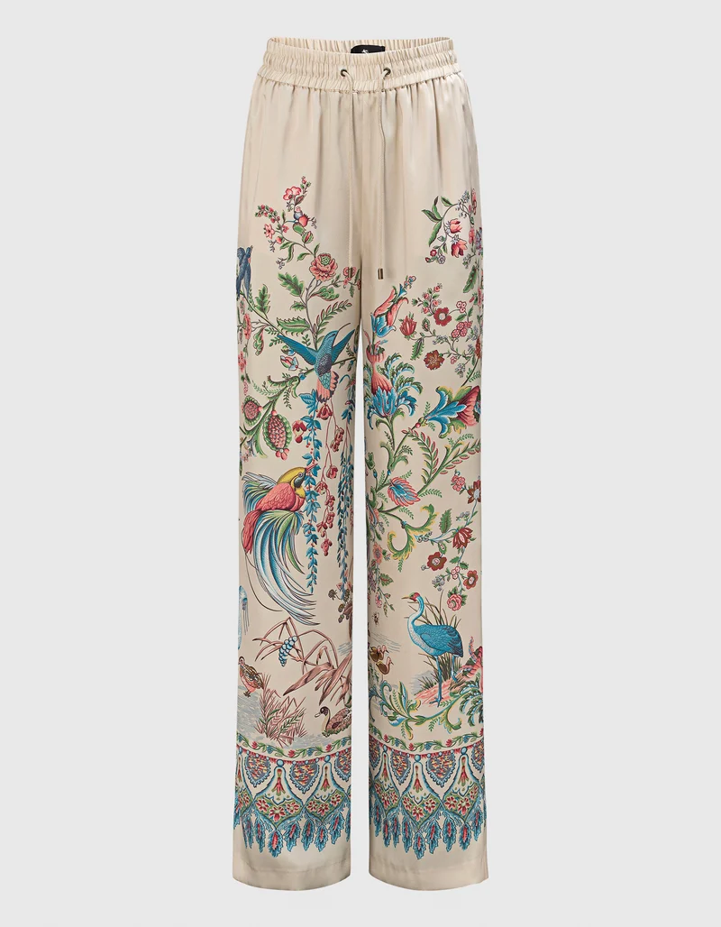 Gemusterte Wide-Leg Hose