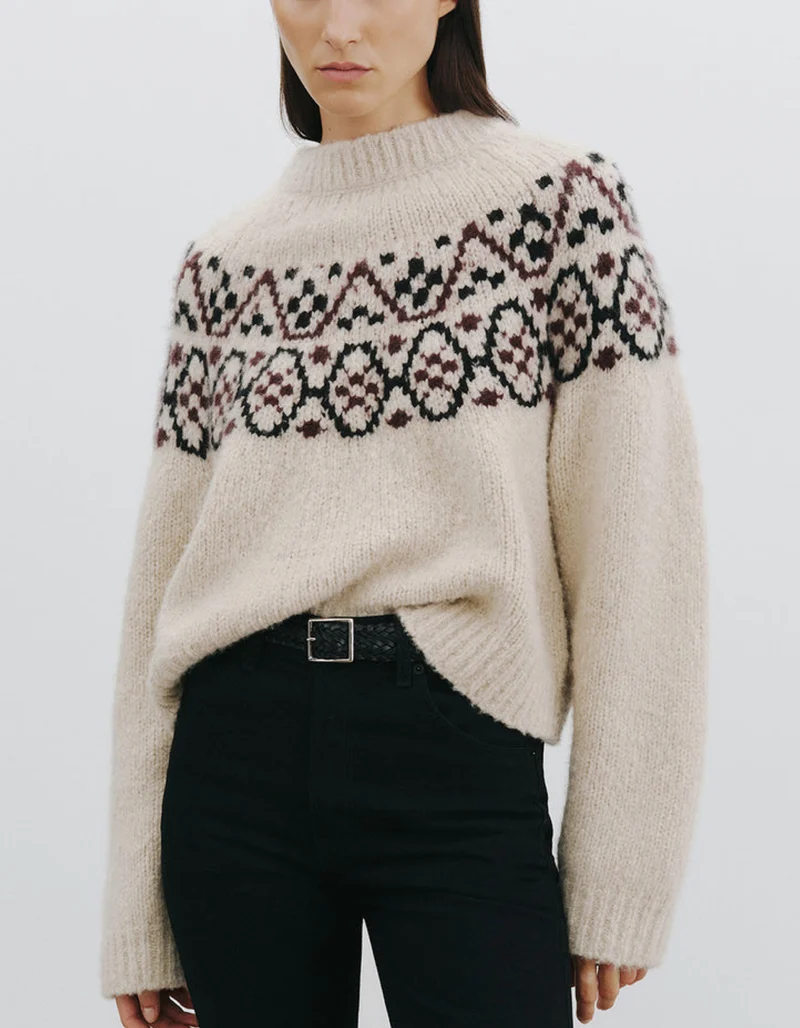 Gemusterter Kaschmir-Seide Strickpullover Chrissy
