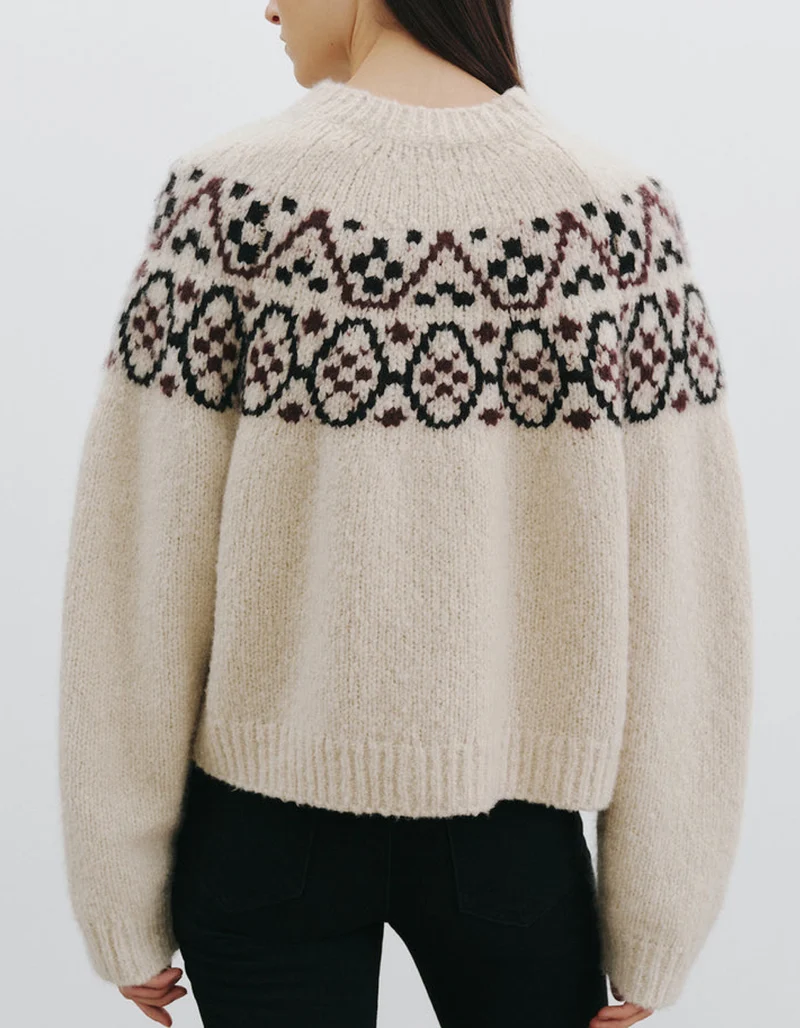Gemusterter Kaschmir-Seide Strickpullover Chrissy