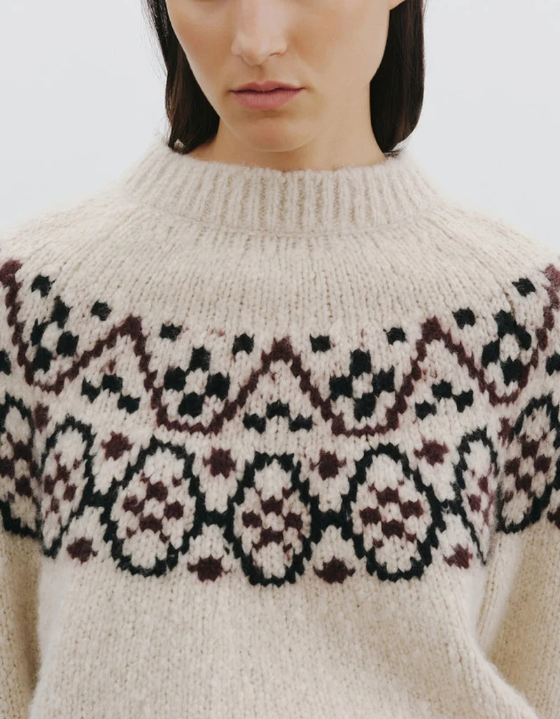 Gemusterter Kaschmir-Seide Strickpullover Chrissy