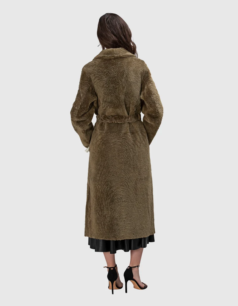 Doppelreihiger Lammleder-Shearling Wendemantel