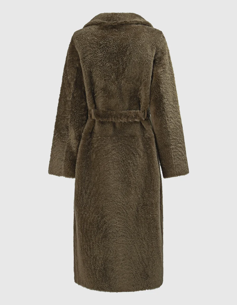 Doppelreihiger Lammleder-Shearling Wendemantel