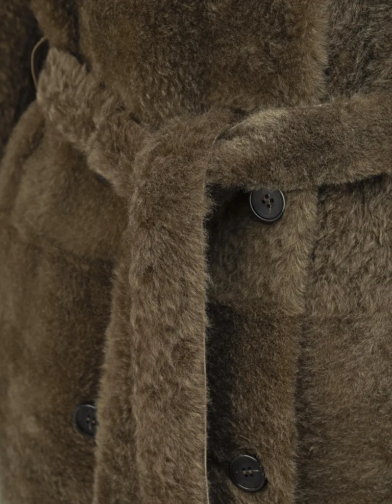 Doppelreihiger Lammleder-Shearling Wendemantel