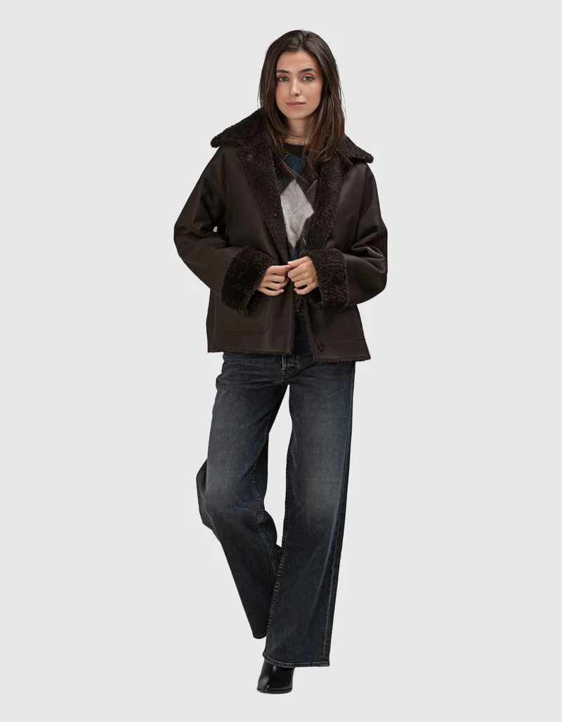 Wende-Shearling Jacke Teila Merinillow Alba Nappa