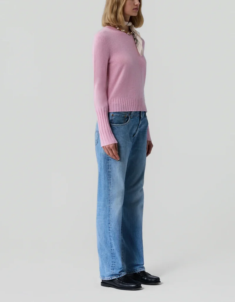 Kaschmir-Pullover Shrunken mit Rundhalsausschnitt