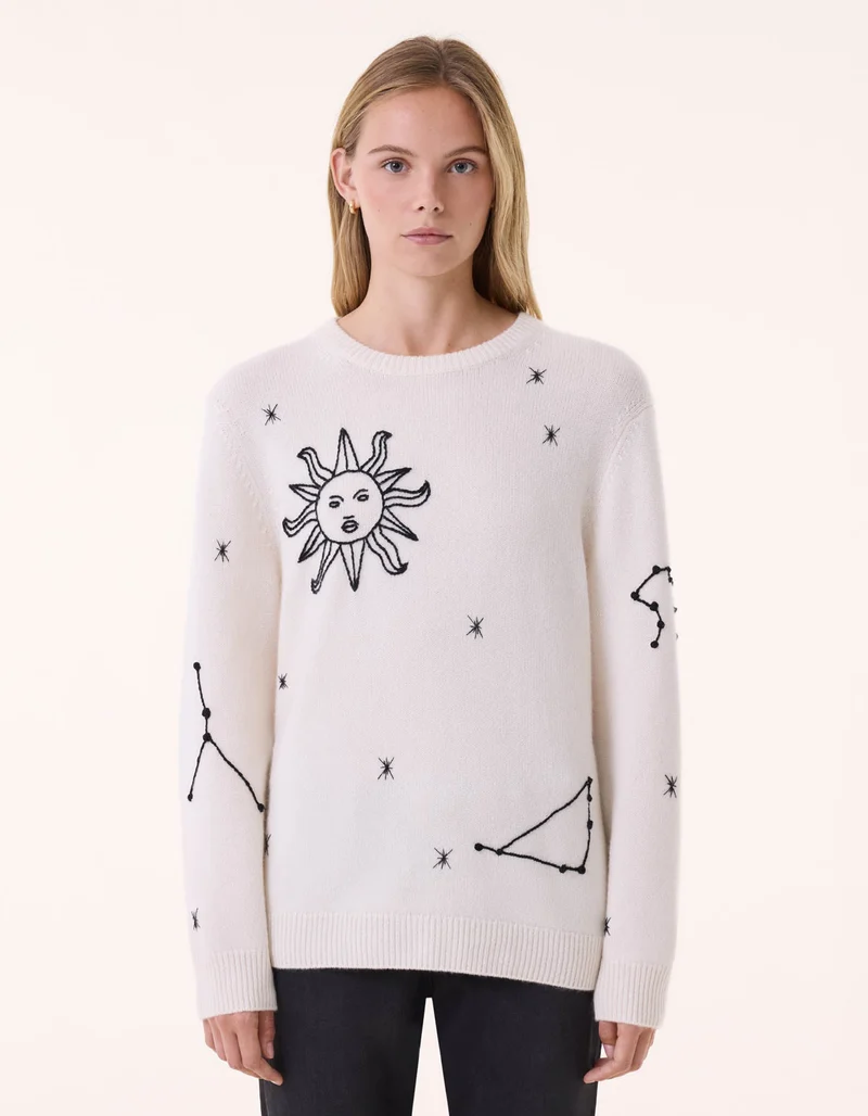 Bestickter Kaschmir-Pullover Astro