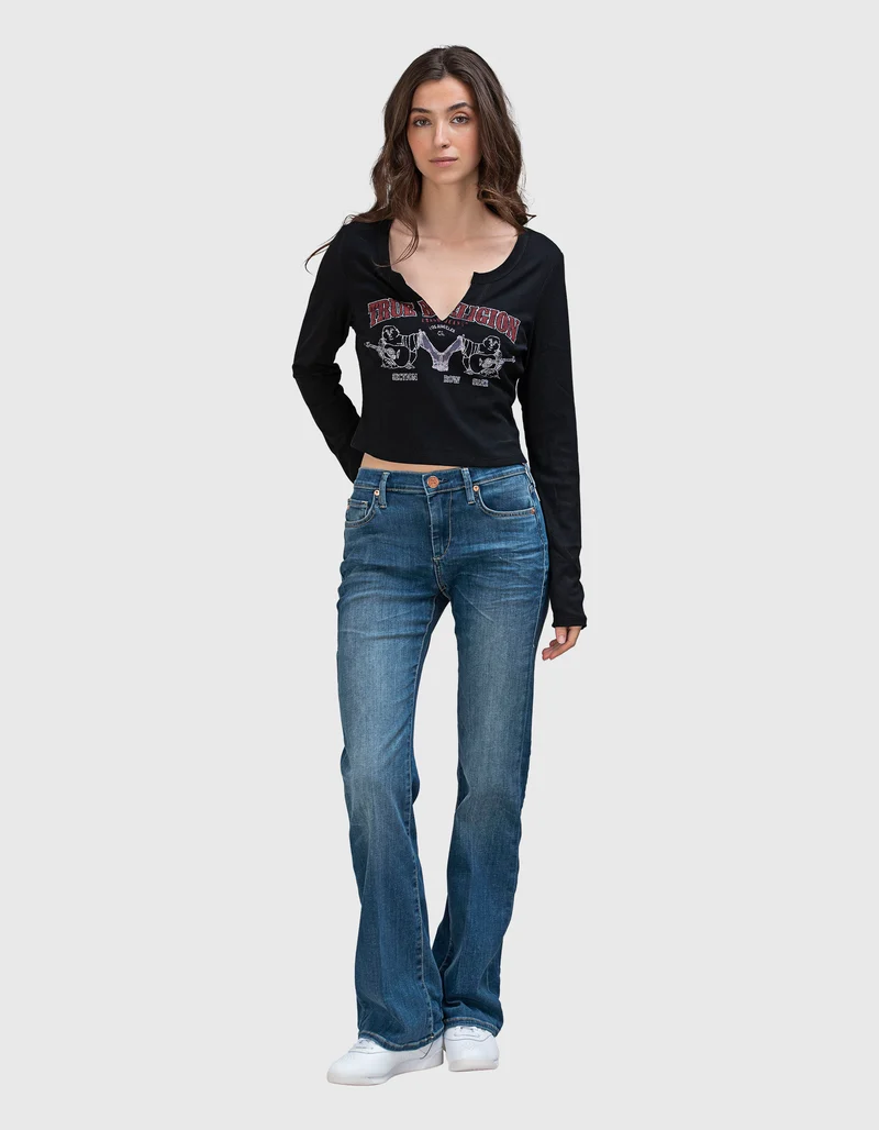 Bedrucktes Cropped-Longsleeve Buddha
