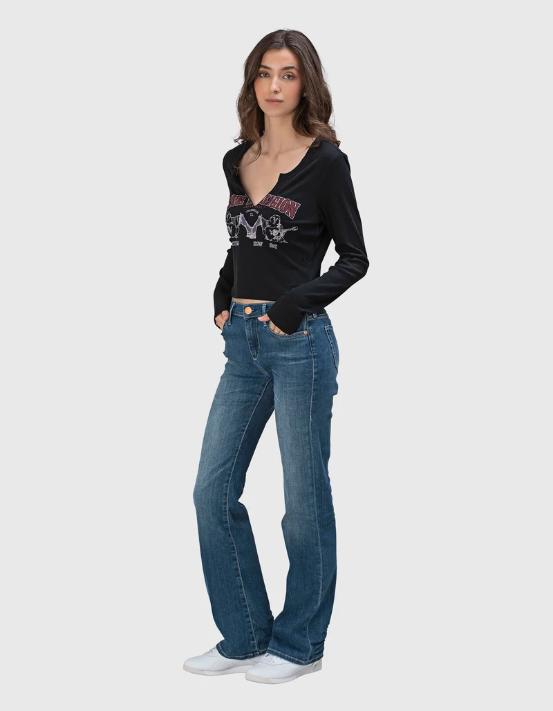 Bedrucktes Cropped-Longsleeve Buddha