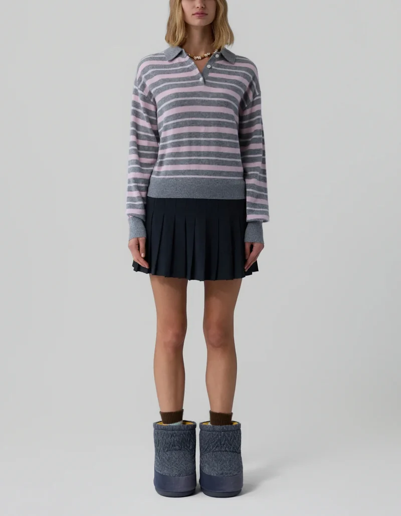 Gestreiftes Kaschmir-Polo Collegiate Stripe
