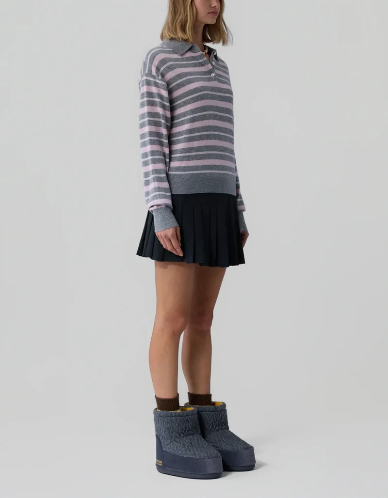 Gestreiftes Kaschmir-Polo Collegiate Stripe