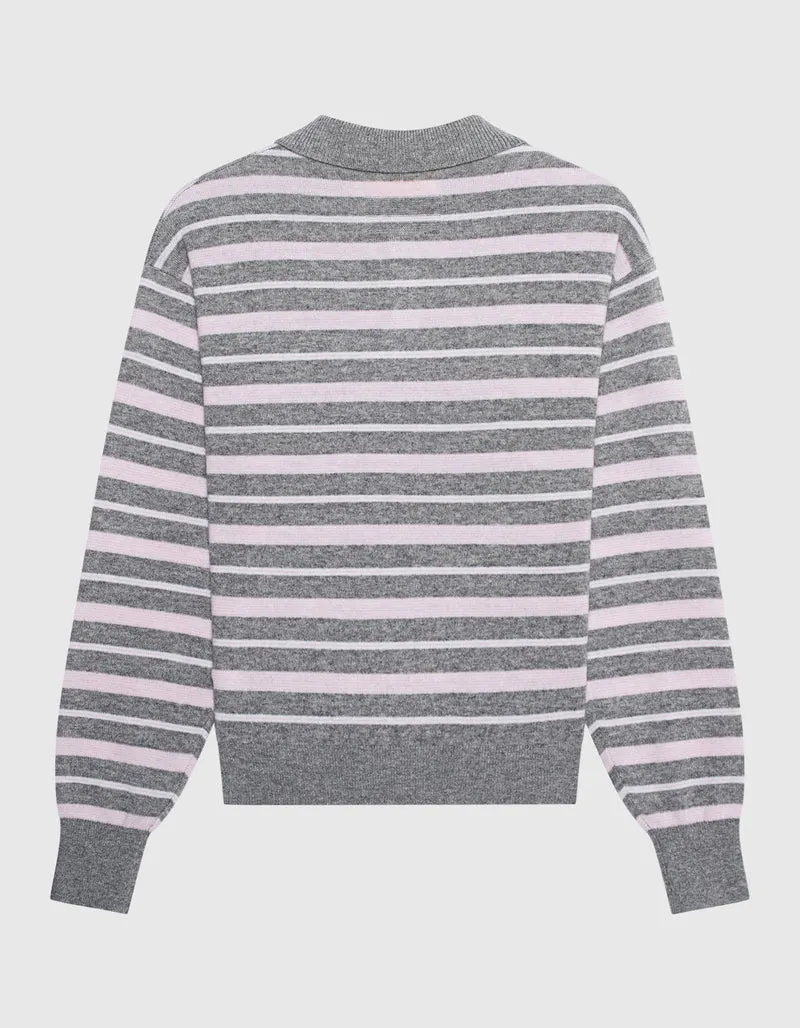 Gestreiftes Kaschmir-Polo Collegiate Stripe