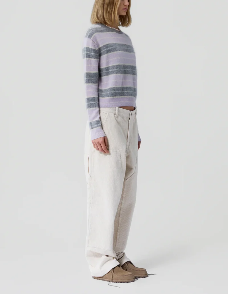 Cropped Oversize Kaschmir-Pullover Grizzly Stripe