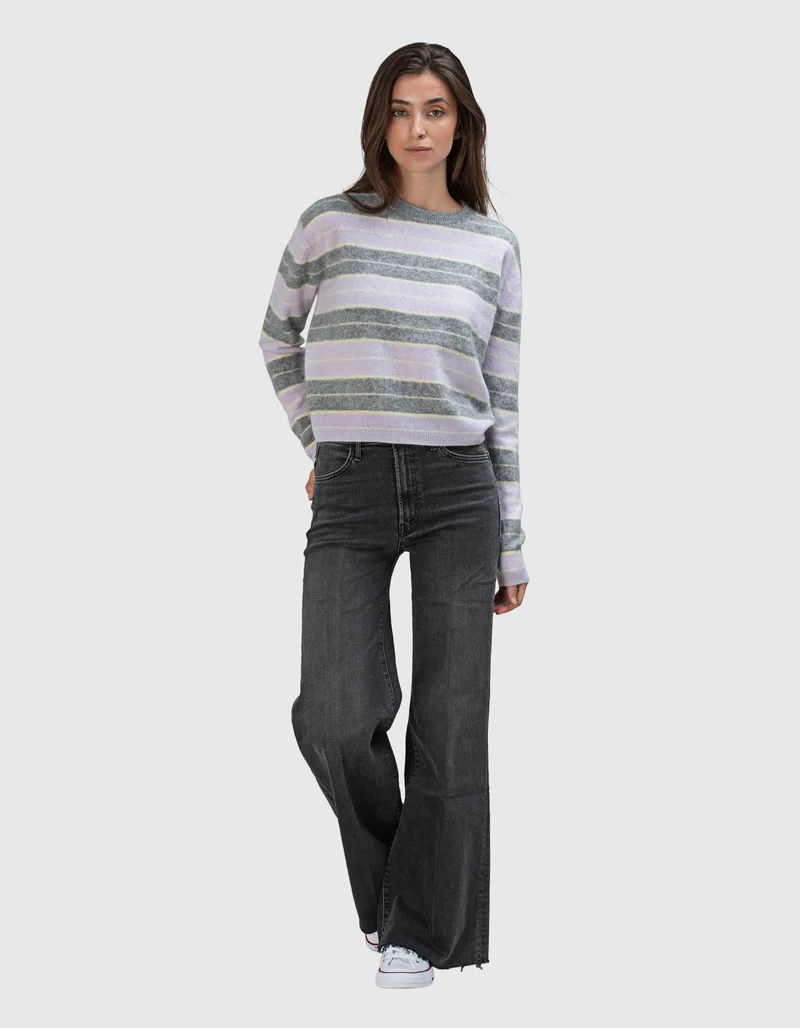Cropped Oversize Kaschmir-Pullover Grizzly Stripe