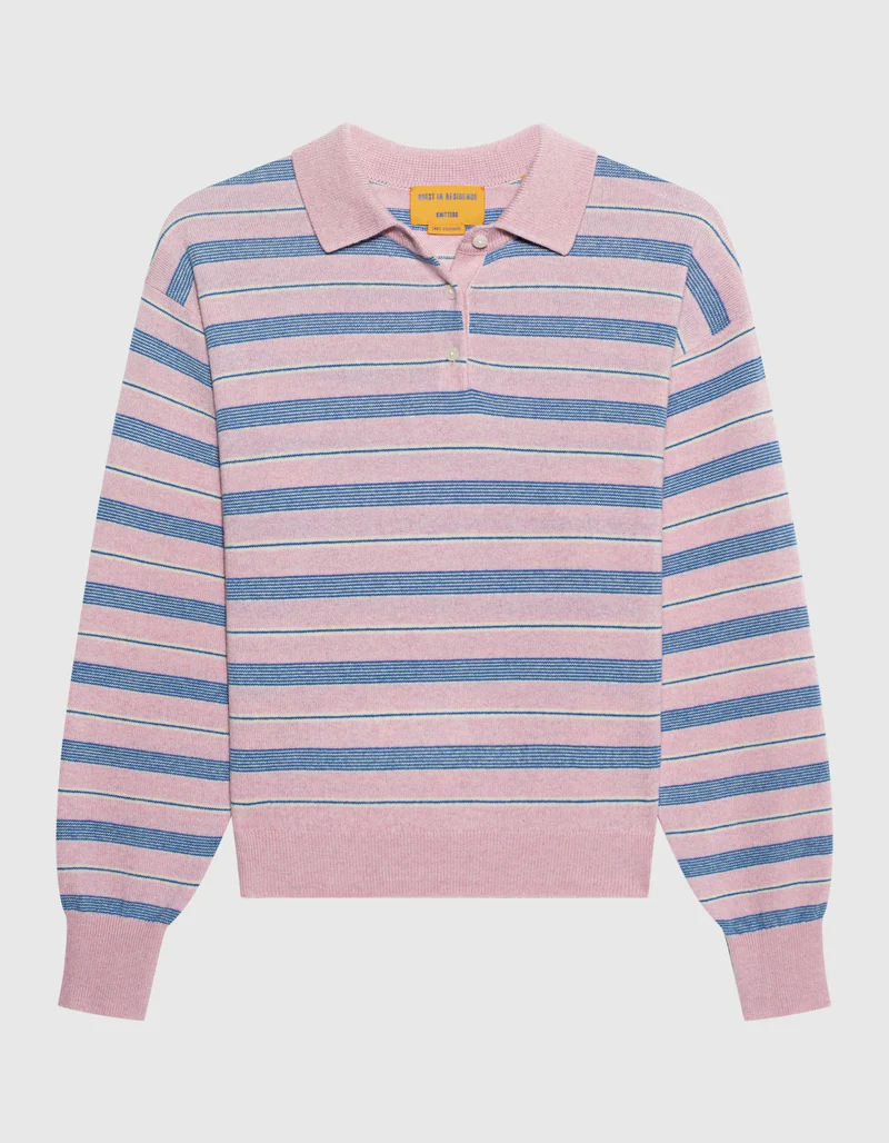 Kaschmir-Pullover Long Polo Collegiate Stripe