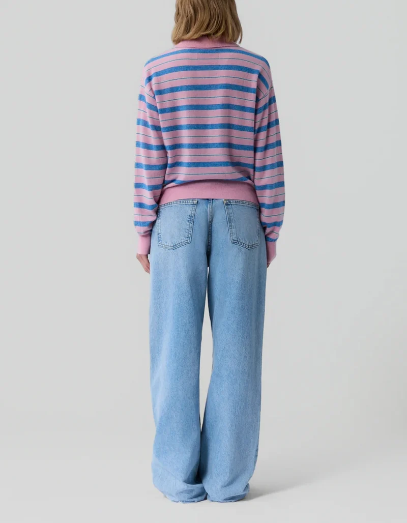 Kaschmir-Pullover Long Polo Collegiate Stripe