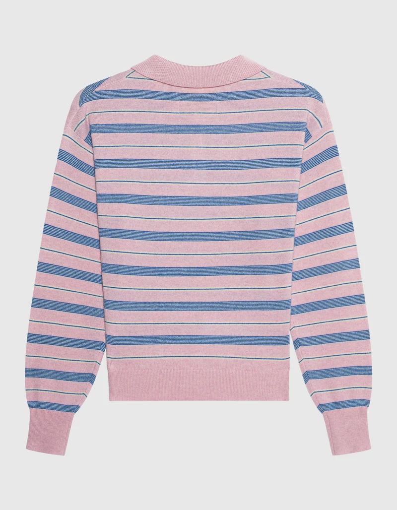 Kaschmir-Pullover Long Polo Collegiate Stripe