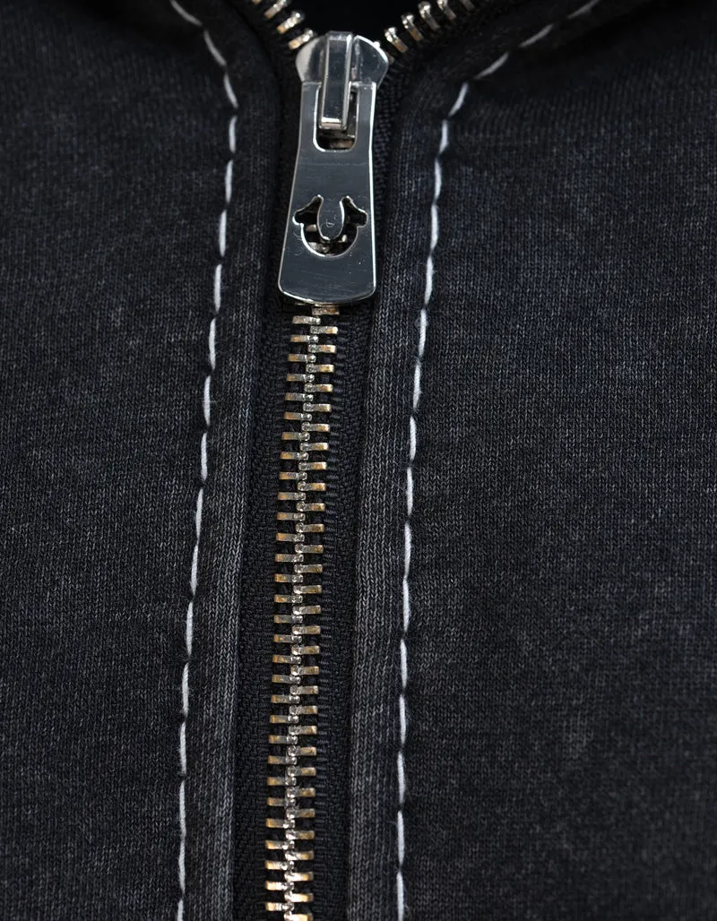 Cropped Zipper Hoodie mit Strasssteinen