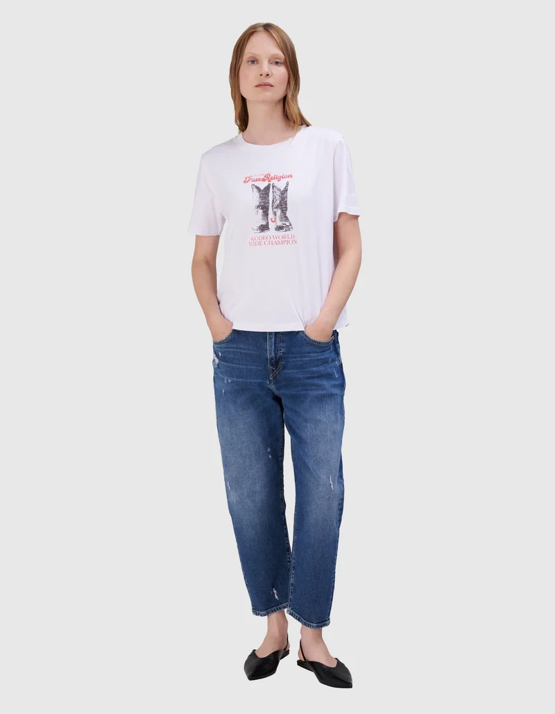 Bedrucktes Baumwoll-T-Shirt Boots