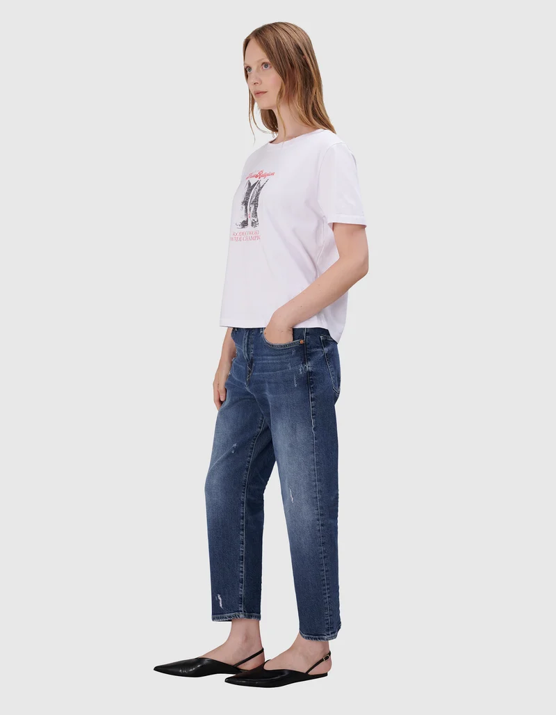 Bedrucktes Baumwoll-T-Shirt Boots