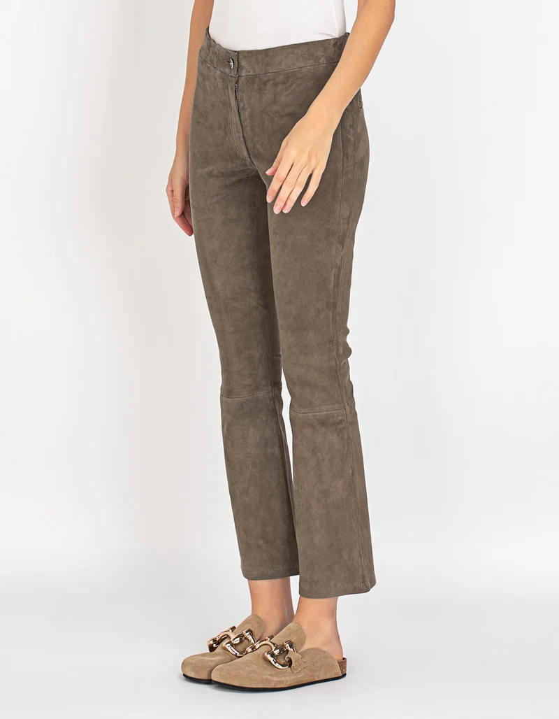 Kick Flare Velourslederhose