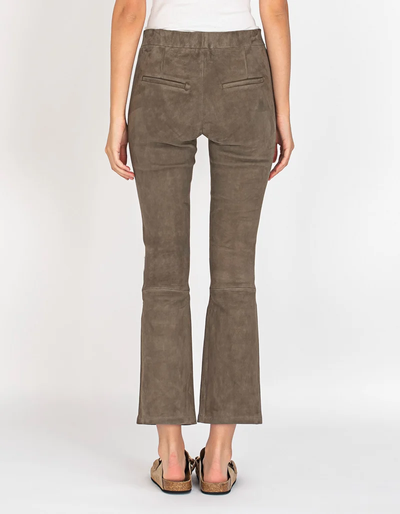 Kick Flare Velourslederhose