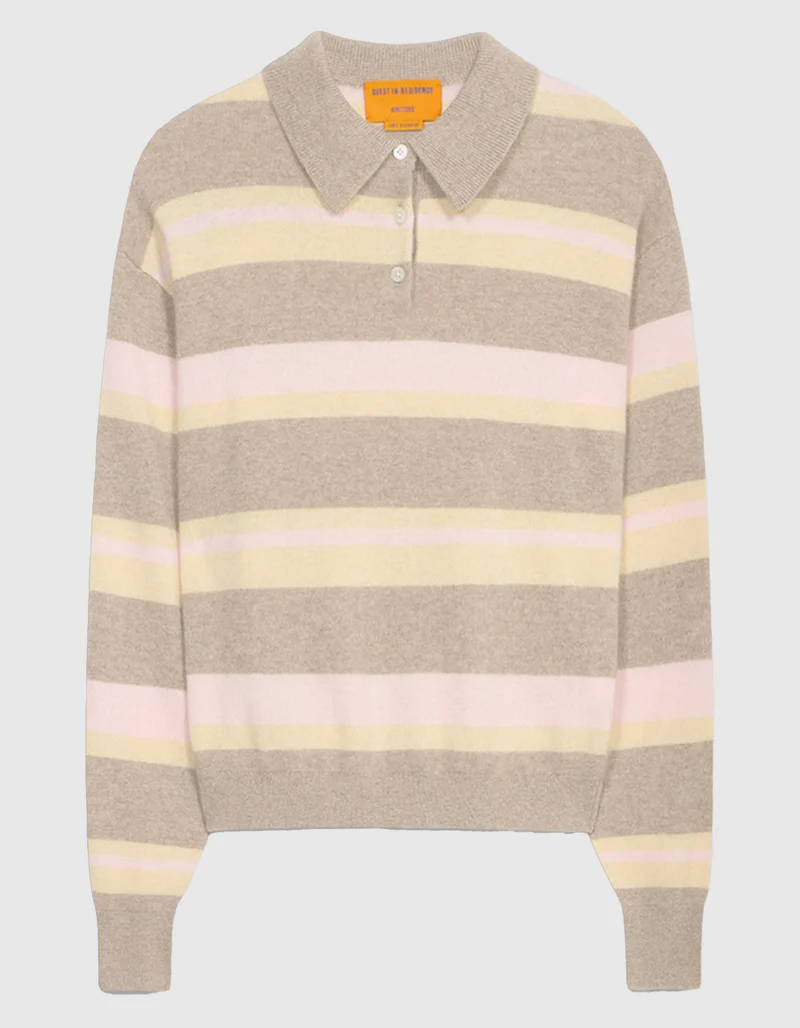 Gestreifter Polo-Kaschmir-Pullover Collegiate