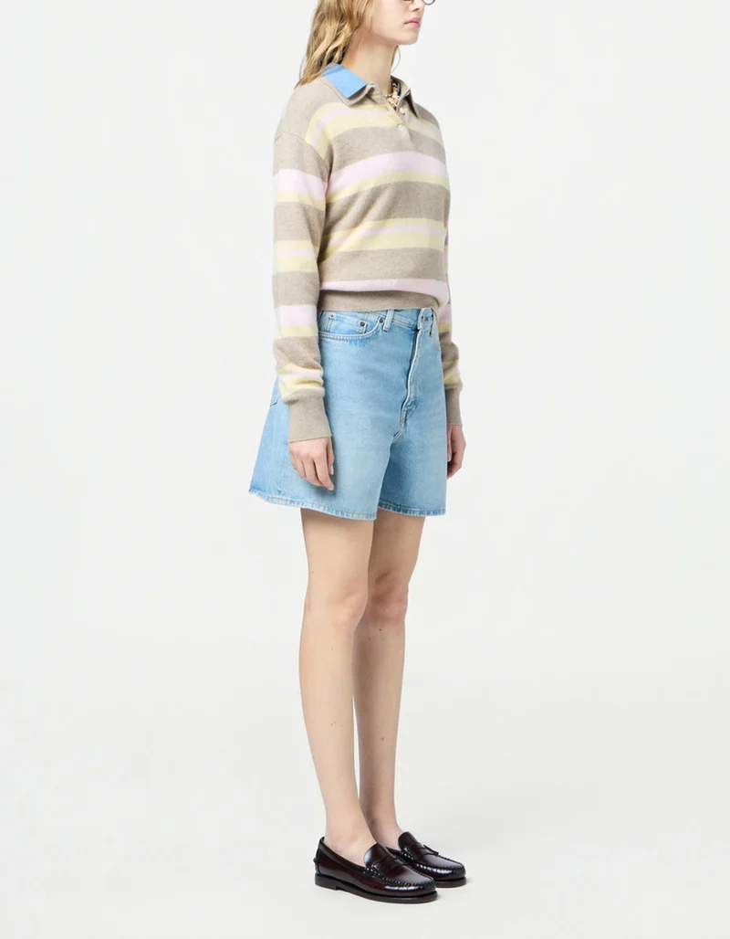 Gestreifter Polo-Kaschmir-Pullover Collegiate