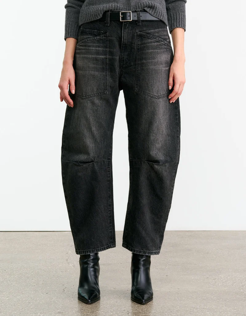 Mid-Rise Relaxed Barrel-Leg Jeans Shon