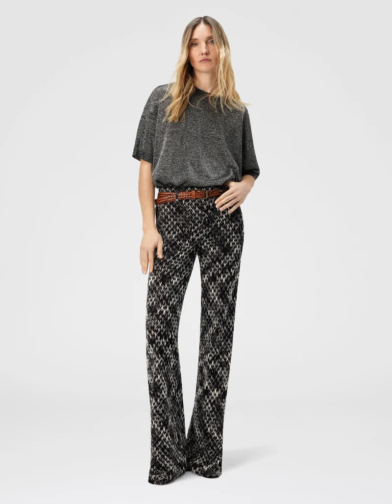 Wide-Leg Woll-Mix Strickhose