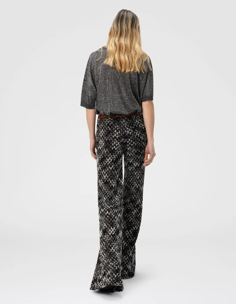 Wide-Leg Woll-Mix Strickhose