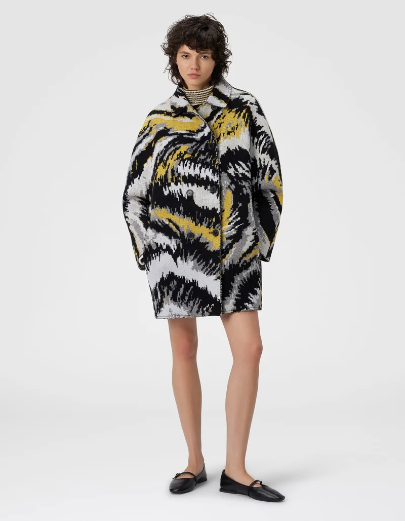 Doppelreihige Caban-Jacke mit Tigermuster