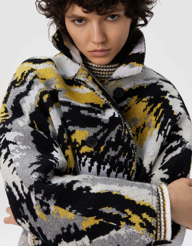 Doppelreihige Caban-Jacke mit Tigermuster