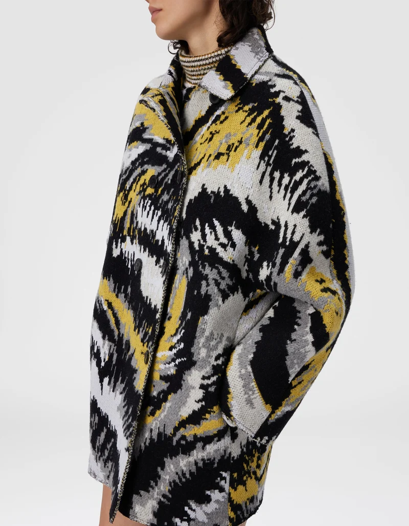 Doppelreihige Caban-Jacke mit Tigermuster