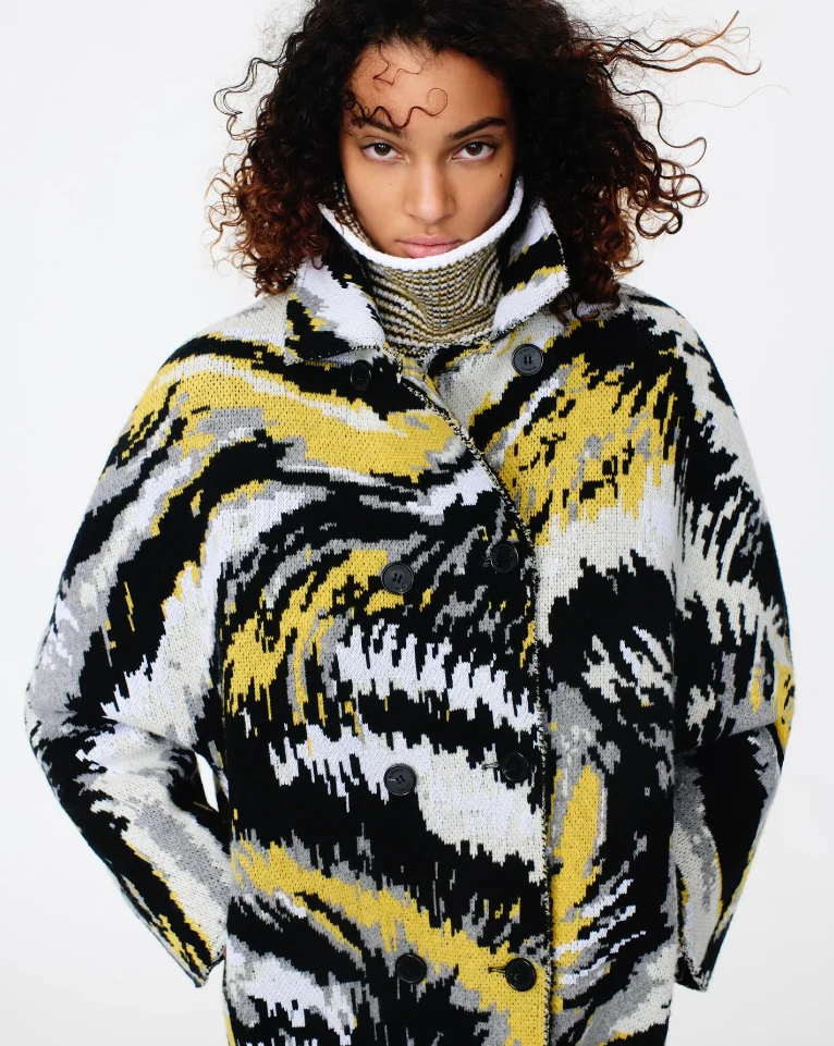 Doppelreihige Caban-Jacke mit Tigermuster