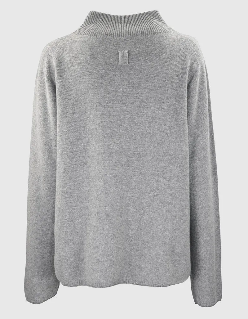 Oversize Woll-Kaschmir-Mix Pullover mit Stehkragen