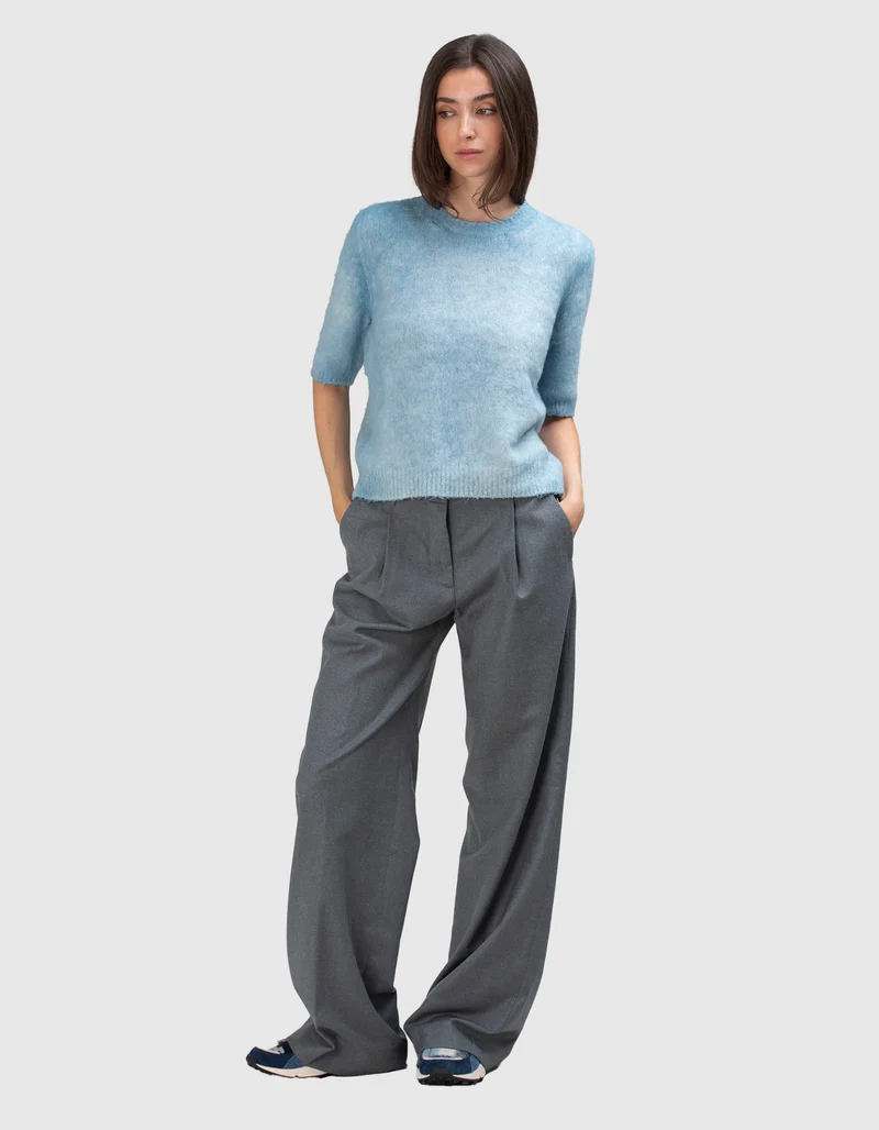 Kurzarm-Pullover mit Rundhalsausschnitt