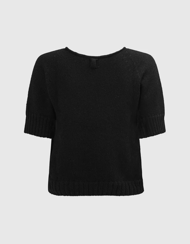 Kurzarm-Kaschmir-Pullover