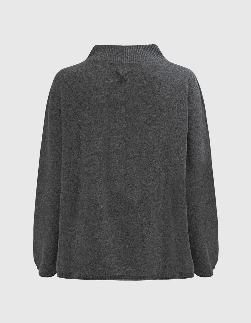 Oversize Woll-Kaschmir Pullover mit Stehkragen
