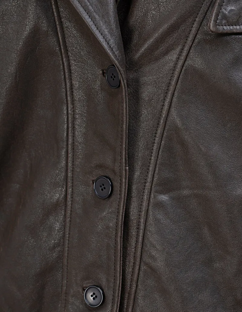 Oversize Leder-Jacke Bree im Vintage-Stil