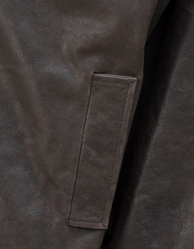 Oversize Leder-Jacke Bree im Vintage-Stil
