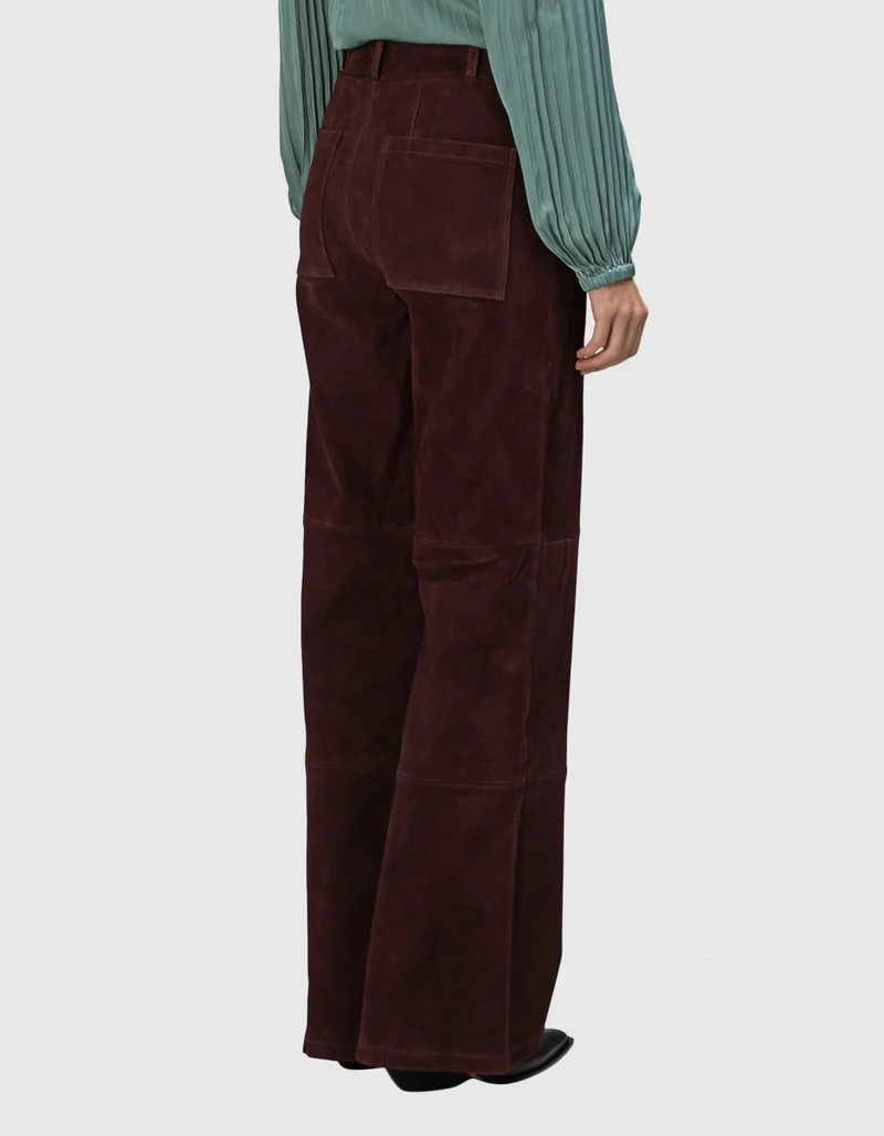Wide-Leg Veloursleder-Hose Marina